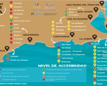 Mapa de la costa de la Región de Murcia