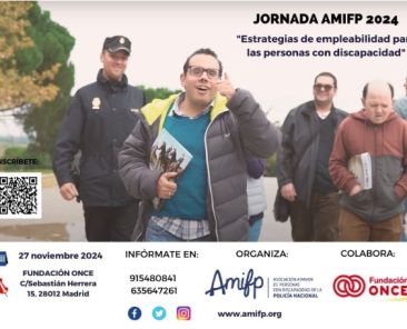 Cartel informativo de la Jornada AMIFP 2024 sobre estrategias de empleabilidad para personas con discapacidad.